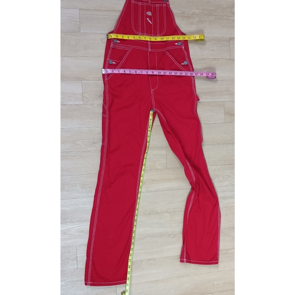 SOLD Vintage Dickies Women XS Contrast Thread Denim Jean Overalls Bib Kidcore - Picture 5 of 8